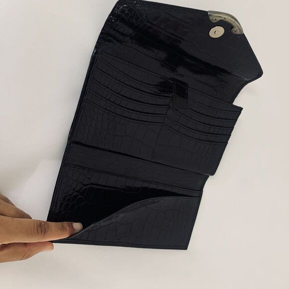 Vintage Ralph Lauren Wallet Alligator Embossed Leather Black Rare Production 80s - Picture 7 of 13